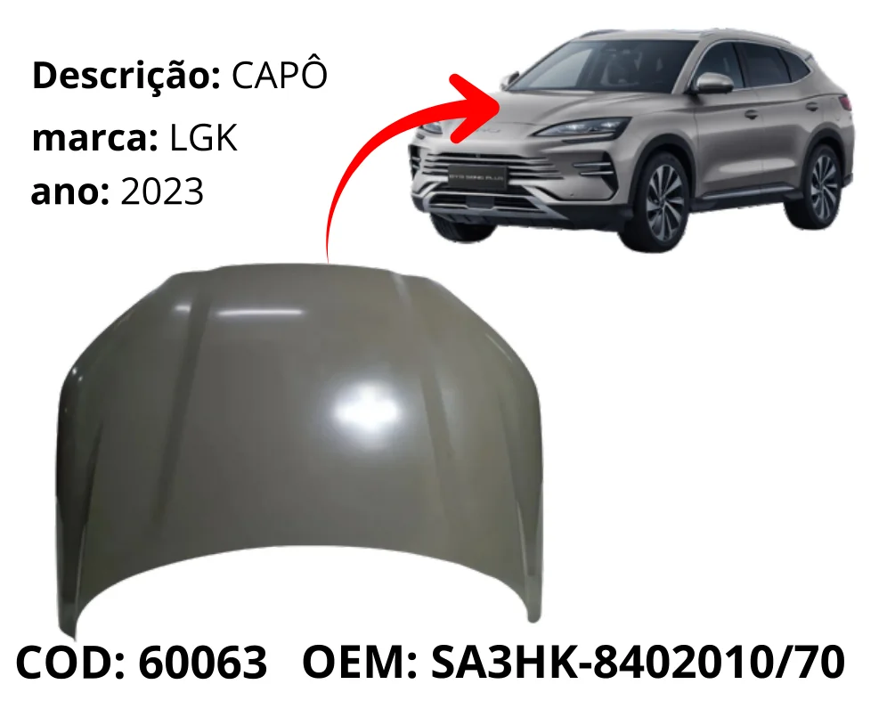 Capô original para BYD Song Plus Premium, AutoVoltz
