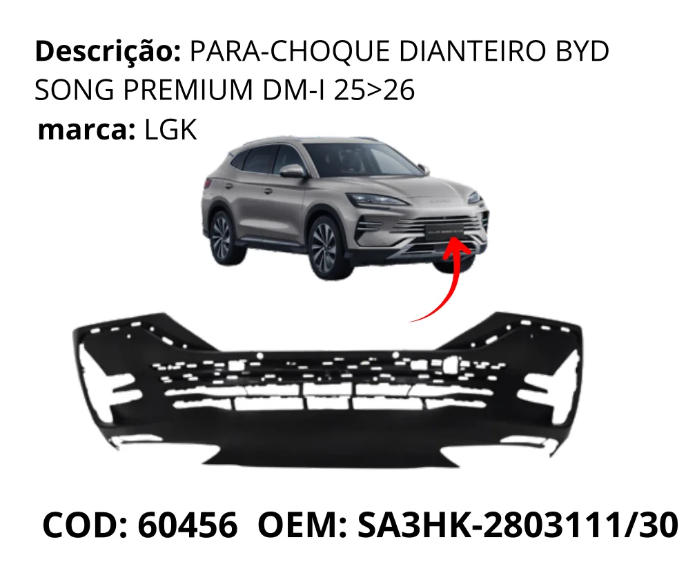 Para-choque Dianteiro original para BYD Song Plus Premium, AutoVoltz