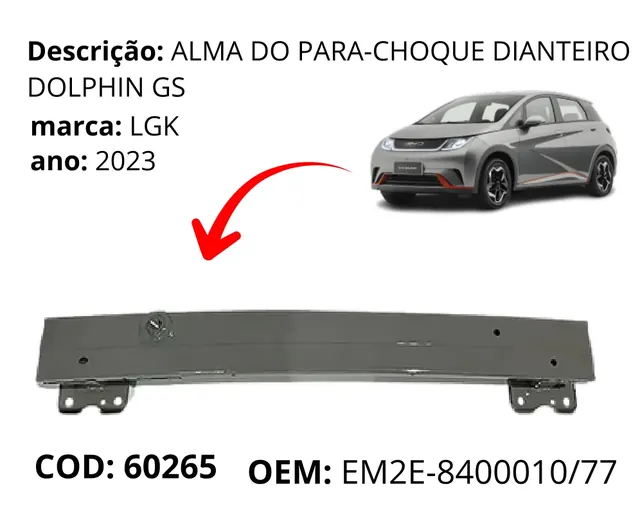 Alma do Para-choque Dianteiro Dolphin GS original para BYD Dolphin GS/Plus, AutoVoltz