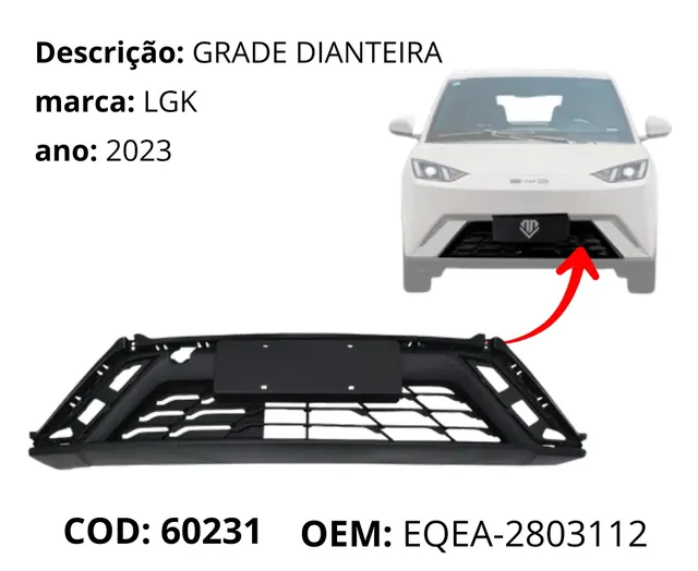 Grade Dianteira original para BYD Dolphin Mini, AutoVoltz