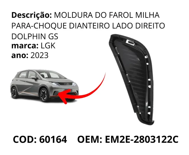 Moldura do Farol Milha original para BYD Dolphin GS/Plus, AutoVoltz