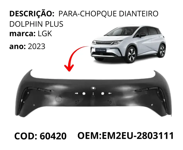Para-choque Dianteiro Dolphin Plus original para BYD Dolphin GS/Plus, AutoVoltz