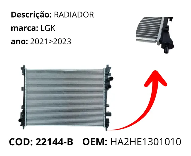 Radiador original para BYD King, AutoVoltz