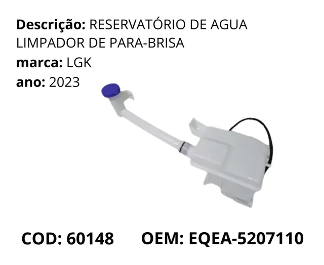Reservatorio de Agua do Limpador de Para-brisa original para BYD Dolphin Mini, AutoVoltz